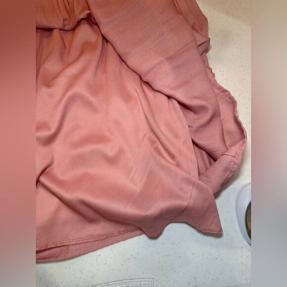 Trixxi Babydoll BOHO Ruffled, Adjustable Strap w/Bow Size Medium Rose Mini Dress - Picture 7 of 9